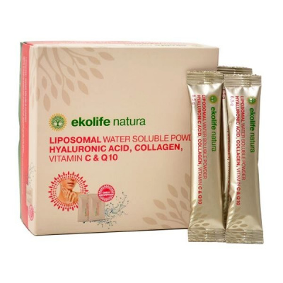 Ekolife Natura Liposomal Hyaluronic Acid, Collagen, Vitamin C & Q10 15×6,5 g ananas