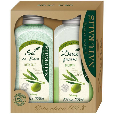 Naturalis Olive koupelová sůl 1 kg + dvousložková pěna do koupele 800 ml dárková sada