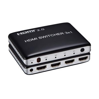 PremiumCord 4K@60hz HDMI switch 3:1 plastový s dálkovým ovladačem (KHSWIT31F)