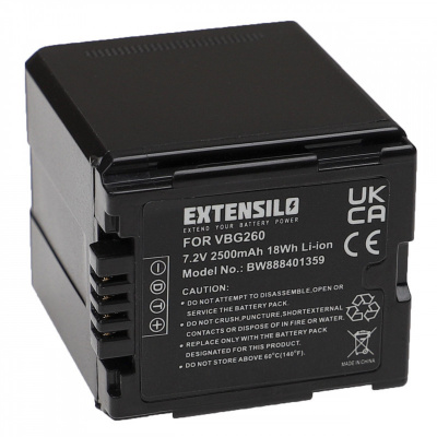 Extensilo Baterie VW-VBG260 pro Panasonic HDC-SD1 / HDC-HS100 / HDC-SD100 / HDC-SD707, 2500 mAh