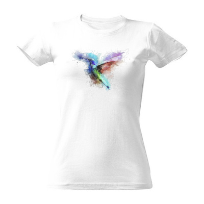 Tričko s potiskem Kolibřík dámské Bílá M