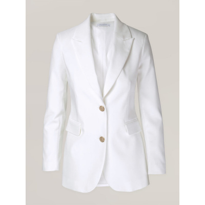 Dámské klubové bílé elegantní sako se zlatými knoflíky 16676 36