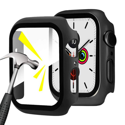AppleMix Tvrzené sklo + rámeček pro Apple Watch 44mm Series 4 / 5 / 6 / SE - černý