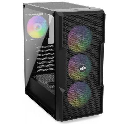 SILENTIUM PC SilentiumPC skříň MidT Regnum RG6V EVO TG ARGB / 2x USB 3.0 / 4x 120mm ARGB fan / tvrzené sklo / černá CASSI0185