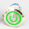 Neven LED Tlačítkový spínač 220V, 3A, 16mm, IP66 - zelená I-O, bez aretace