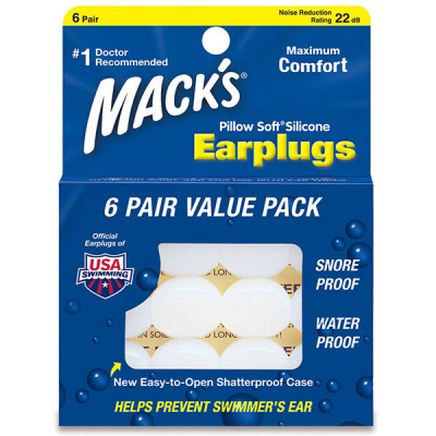 Macks Pillow Soft silikonové tvarovatelné ucpávky špunty do uší bílé 6 párů Množství v balení: 6 párů Silikonové špunty do uší