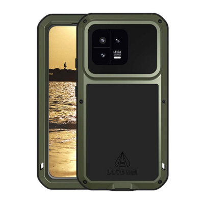 For Xiaomi 13 LOVE MEI Metal Shockproof Life Waterproof Dustproof Phone Case(Army Green)