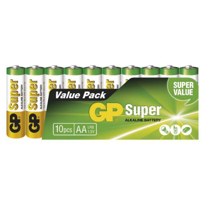 GP Super Alkaline AA 10ks 1013200102 (baterie GP Super, LR06, tužka AA, sada 10 ks, 1,5 V)