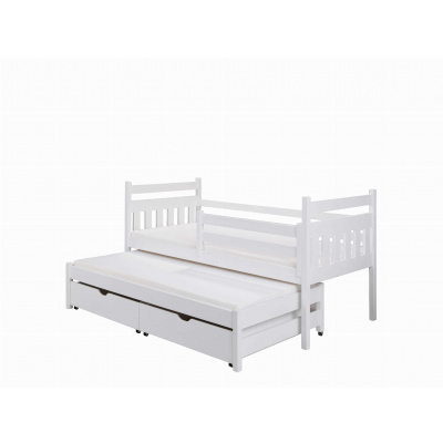 Dřevěná postel HUBERT s výsuvným lůžkem a úložným prostorem Rozměr postele: 80x160cm, Odstín postele: dub