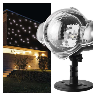 EMOS LED dekorativní projektor – padající vločky, venkovní i vnitřní, bílá DCPC03