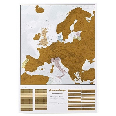 Maps International Stírací mapa Evropy Scratch Varianta: bez rámu v tubusu, Provedení: mapa v dárkovém tubusu