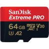 SanDisk micro SDXC karta 64GB Extreme PRO (200 MB/s Class 10, UHS-I U3 V30) + adaptér (SDSQXCU-064G-GN6MA)