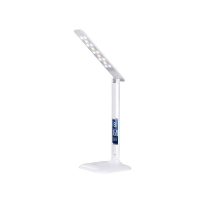 Solight LED stmívatelná stolní lampička s displejem, 7W, volba teploty světla, bílý lesk - WO43