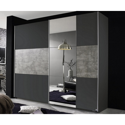 Asko Šatní skříň Prenzlau, 218 cm, tmavá šedá/šedý beton