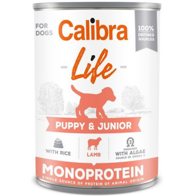 Samohýl Calibra Dog Life konz. Puppy & Junior Lamb with rice 400g