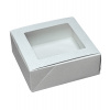 Krabice na cukroví s průhledem 160x160,v.60mm (kůže bílá) 1 ks krabička