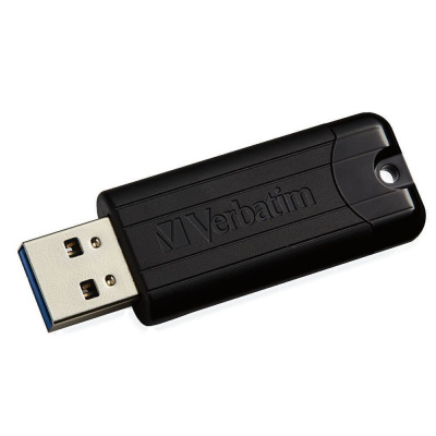 Flashdisk Verbatim Store'n' Go PinStripe 64GB Flashdisk, 64GB, USB 3.0, černý 49318