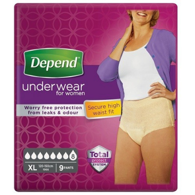 KIMBERLY-CLARK Depend Super inkontinenční kalhotky vyšší pas ženy vel.XL 9 ks