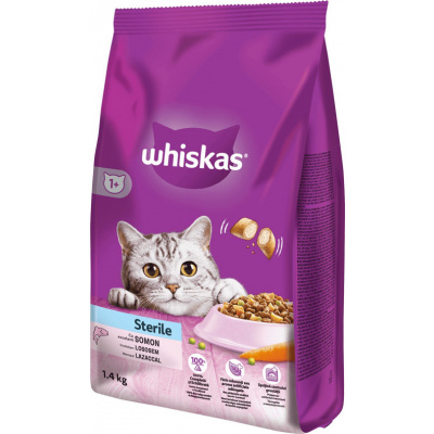 Granule pro kočky Whiskas Dry Sterile, s lososem, 1,4 kg