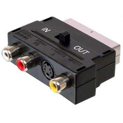 PremiumCord Adapter SCART-3x cinch + S-video s přepínačem IN/OUT - kjsa-01