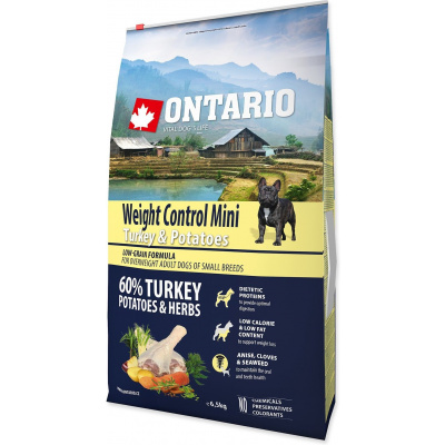 Krmivo Ontario Mini Weight Control Turkey & Potatoes 6,5kg