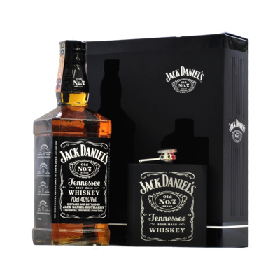 Jack Daniel´s 40% 0,7L (dárkové balení s ploskačkou)