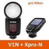 Godox Blesk s kruhovou hlavou Godox V1N pro Nikon s řídící jednotkou Xpro, TTL , HSS