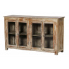 Sanu Babu Prosklená skříňka z teakového dřeva, bílá patina, 152x46x90cm