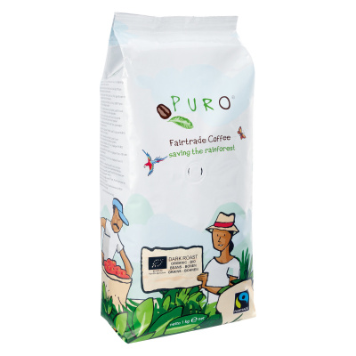 Puro Zrnková káva Fairtrade Bio Dark Roast 100% Arabica 1Kg