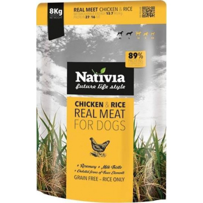 Nativia s.r.o. Nativia Dog REAL Meat Chicken & Rice 8 kg