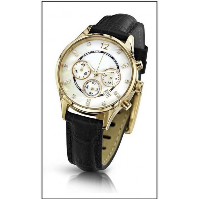 Oslnivé hodinky Geneva Pearl Swarovski zlaté - black