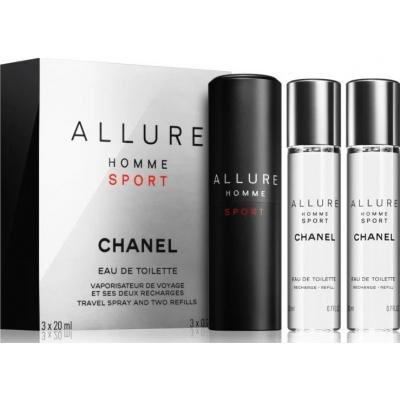 Chanel Allure Homme Sport Men Eau de Toilette - 1x plnitelný 20 ml + 2x náplň 20 ml