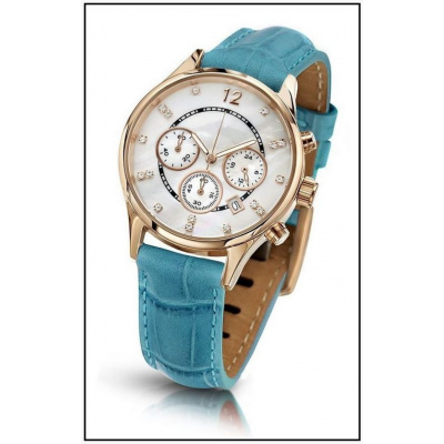Oslnivé hodinky Geneva Pearl Swarovski zlaté - tyrkys