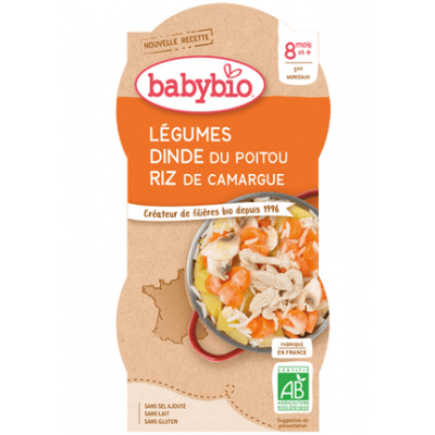 Babybio BIO Zelenina s krůtím masem a rýží 2x200g cca 1ks