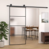 Prolenta Maison Exclusive Posuvné dveře mléčné ESG sklo a hliník 90 x 205 cm černé