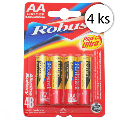 Robust Plus Ultra No.5593 Alkalické baterie AA, LR6 1.5V, v blisteru, 4 ks