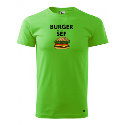 Pánské tričko s potiskem Burger šéf Velikost: M, Barva trička: Apple green