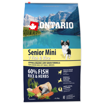 ONTARIO Senior Mini Fish & Rice, 6.5 kg