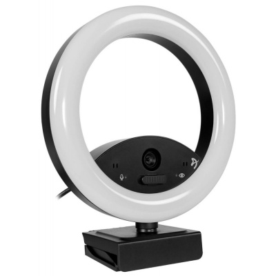Arozzi Occhio Ring Light True Privacy Webkamera, 1080p/30fps, autofocus, mikrofon, magnetická krytka, světelný kruh, USB 3.0, černá AZ-OCCHIO-RL