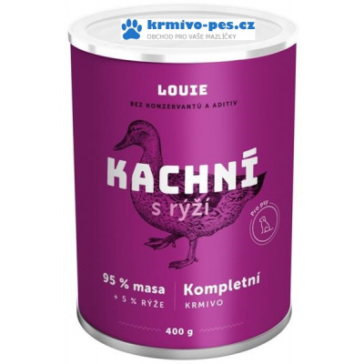 Louie konz. pro psy kachní s rýží 400 g