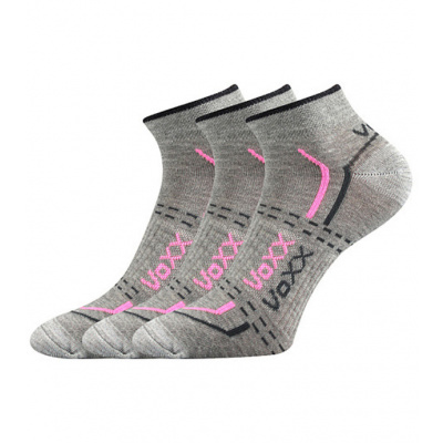 Voxx Rex 11 Unisex sportovní ponožky - 3 páry BM000000596300100456 světle šedá/růžová 35-38 (23-25)