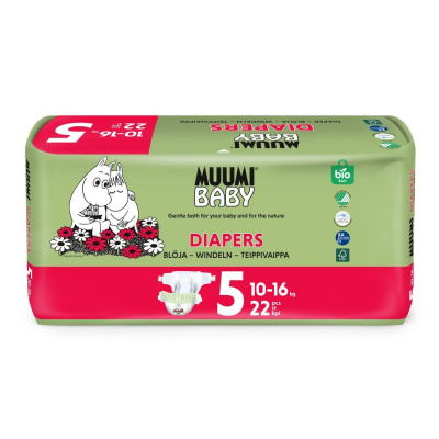 Muumi Baby 5 Maxi+ 10–16 kg (22 ks), eko pleny