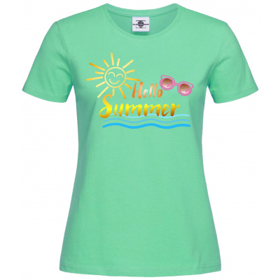 Tričko Hello Summer Barva: Světle Zelená, Velikost: XXL, Druh: Dámské