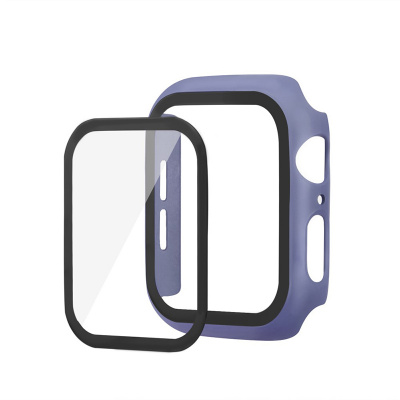 AppleMix Tvrzené sklo + matný rámeček pro Apple Watch 44mm Series 4 / 5 / 6 / SE - fialový