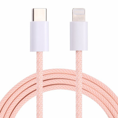 AppleKing opletený datový a nabíjecí kabel PD 20W USB-C / Lightning pro iPhone / iPad / iPod / AirPods - 1 m - růžový - možnost vrátit zboží ZDARMA do 30ti dní