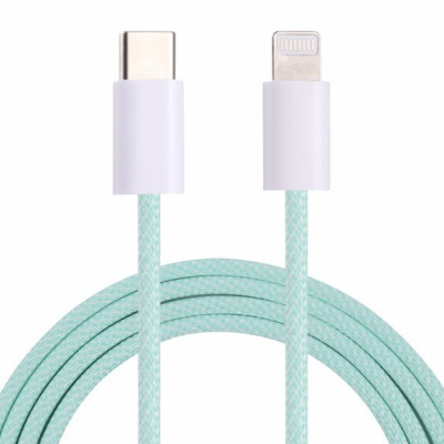 AppleKing opletený datový a nabíjecí kabel PD 20W USB-C / Lightning pro iPhone / iPad / iPod / AirPods - 1 m - zelený - možnost vrátit zboží ZDARMA do 30ti dní