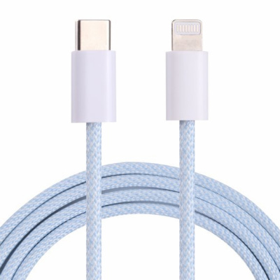 AppleKing opletený datový a nabíjecí kabel PD 20W USB-C / Lightning pro iPhone / iPad / iPod / AirPods - 1m - modrý - možnost vrátit zboží ZDARMA do 30ti dní