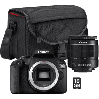 Canon EOS 2000D Value Up Kit EF-S 18-55 mm f/3.5-5.6 DC III + Canon SB 130 + paměťová karta 16 GB (2728C054) Digitální zrcadlovka