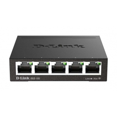 D-Link DGS-105 Nespravované L2 Gigabit Ethernet (10/100/1000) Černá (DGS-105/E)