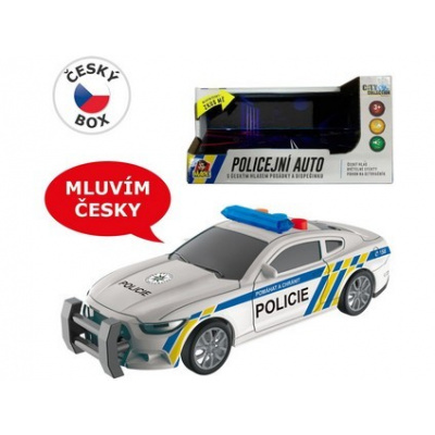 10710 - Policejní auto na setrvačník, 17 cm, světlo, zvuk (čeština), na baterie